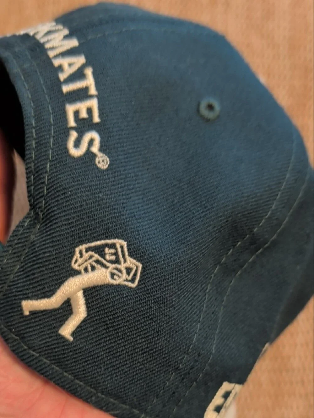 JJ&S Logo Two-Tone Snapback Cap in Dark Teal & Cream